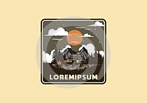 Overlanding car badge illustration drawing