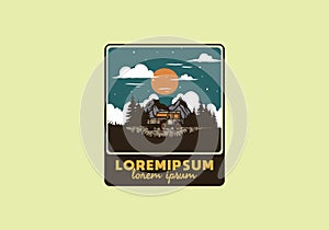 Overlanding car badge illustration drawing