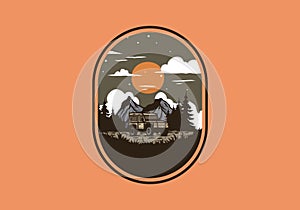 Overlanding car badge illustration drawing