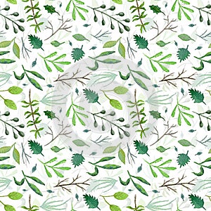 Overlapped green leaves and branches pattern