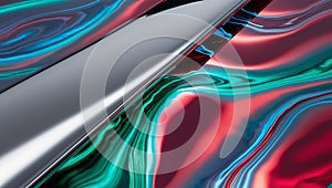 Overlapping chrome waves with storm-like textures and dynamic depth.