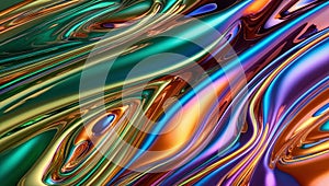 Overlapping chrome waves with storm-like textures and dynamic depth.