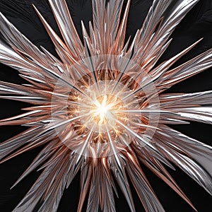 Overlapping chrome waves with storm-like textures and dynamic depth.