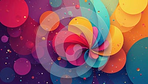 Overlapping circles create a dynamic, multicolored geometric pattern , overlapping, visual