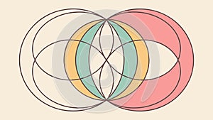 Overlapping circular geometric pattern, abstract and modern, vector design Generative AI