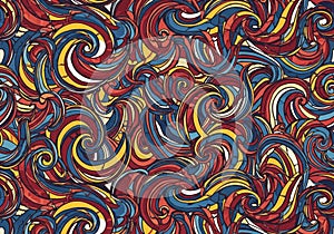 Overlapping curls and curves, creating a sense of movement and