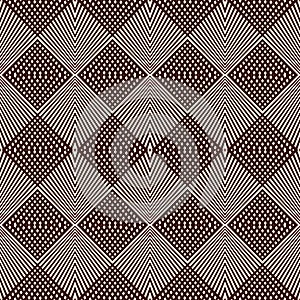 Overlapping diagonal lines background. Grid scrappy checkered texture. Outline seamless pattern with geometric ornament. photo