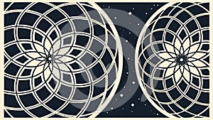 Overlapping Geometric Circular Patterns, Abstract Art, Modern Design, Visual Harmony Vector Design Generative AI
