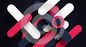 Abstract Geometric Background: Red, White, and Blue Overlapping Shapes