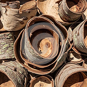 The overlapping layers create a visually intricate arrangement,