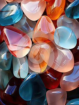 overlapping of luminous waterstone glass in beautiful translucent colorful pastel colors