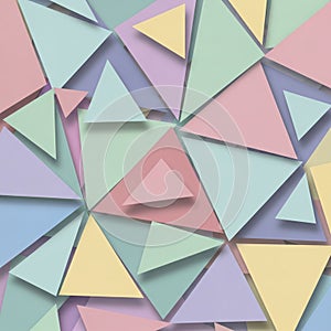 Overlapping pastel-colored triangles in shades of pink, blue,