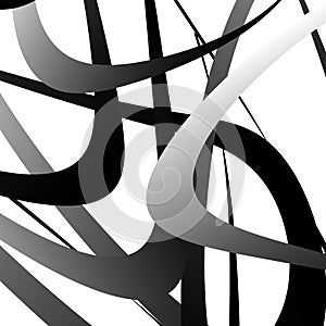 Overlapping random curved lines / shapes grayscale geometric pat