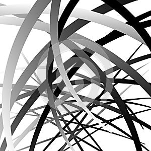 Overlapping random curved lines / shapes grayscale geometric pat