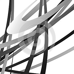 Overlapping random curved lines / shapes grayscale geometric pat