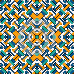 Overlapping rectangles and squares background. Seamless pattern design with repeated overlay geometric figures.