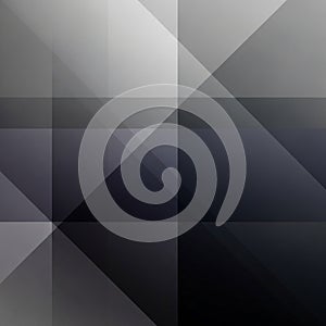 Overlapping rectangles and triangles in shades of black gray and