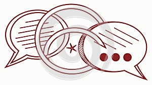Overlapping Speech Bubbles for Online Communication, vector design Generative AI