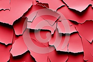 Overlapping torn red paper edges creating a textured abstract pattern