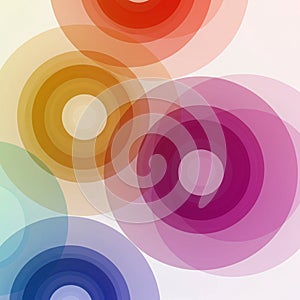 Overlapping translucent circles in various sizes create an abstract composition, each
