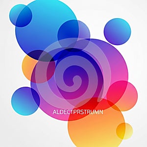 Overlapping translucent circles in various sizes create a dynamic design featuring