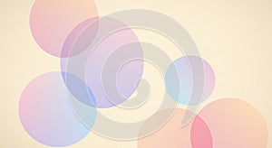 Overlapping translucent circles of varying sizes create a soft, abstract pattern. The