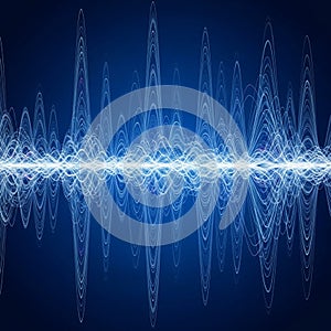 Of overlapping, undulating lines against a dark blue background,