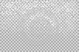 Overlay Falling shining snow isolated on the transperant alpha background. Vector Snowflake snowfall. Beautiful snow