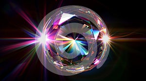 Overlay rainbow effect, prism crystal light refraction. Lens flare, blurred reflection glare, optical physics effect on