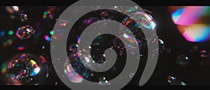 Overlay texture of bubbles creating a three-dimensional effect on a black background