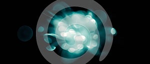 Bokeh lights create a dreamy atmosphere with soft circles against a dark background photo