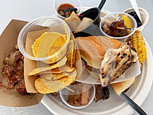 Overloaded Food Sampling Plate at the Food Festival