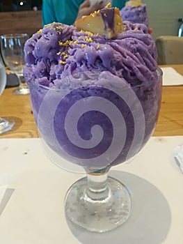 Overloaded ube halo-halo ice cream