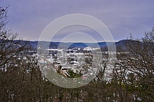 Overlook of Gays Mills WI in the Kickapoo ariver Valley in Winter