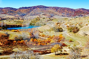 Overlook the Hama dam autumn scenery