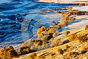 Overlook river and autumn trees