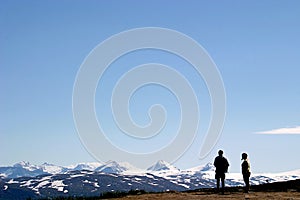 Overlook the snow-covered peaks of the Saltfjellet photo