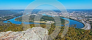 Overlook View Of Moccasin Bend, The Tennessee River And The City