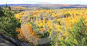 Overlook with vivid fall color at Algonquin Provincial Park, Canada 4K