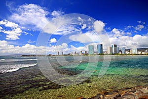 overlooking ala moana with crystal clear water