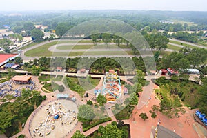 Overlooking the amusement park