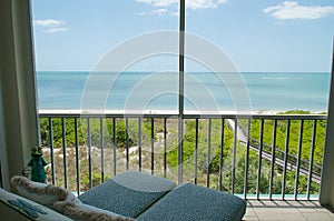 Overlooking beach from balcony photo