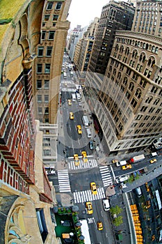 Overlooking city intersection photo