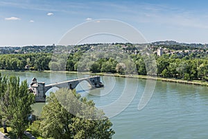 Overlooking the famous bridge at Avignon, France