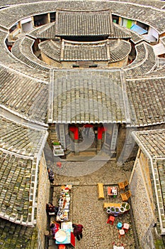 Overlooking fujian tulou Earthen in china