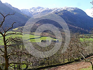 Overlooking Glaramara Outdoor Activity Centre early spring