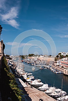 Overlooking harbour in Cuitadella Menorca