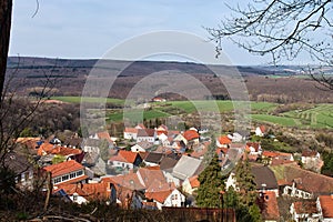 Overlooking houses in a German village