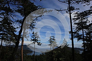 Overlooking the many Gulf Islands from Pender Island British Columbia Canada