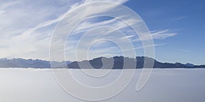 Overlooking the mist-covered Isarwinkel